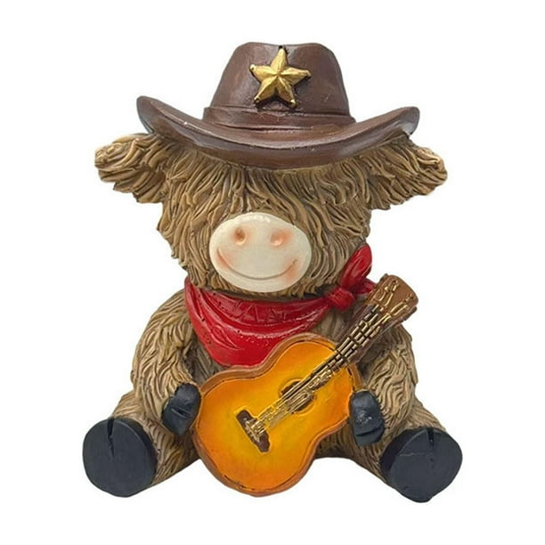 Herunwer Christmas Highland Cow Resin Figurine Decor Coffee Theme Highland Cow Gnomes Resin Statue for Garden Table Shelf Kitchen Coffee Bar Decor Calf Gnome Herd Gifts