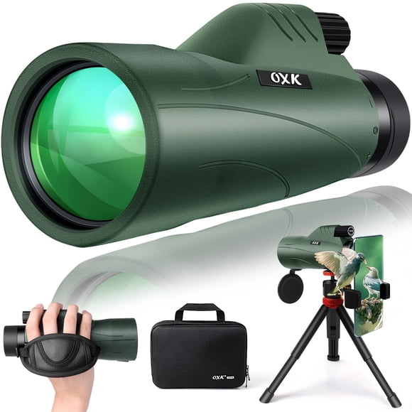 12x56 High Power Monocular Telescope for Adults | Comes with Smartphone Adapter Tripod Travel Bag | Bird Watching Hunting Hiking Camping Gift - Green
