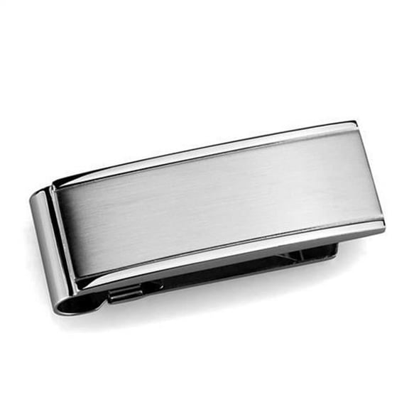 Men High Polished Stainless Steel Money Clip with No Stone in No Stone