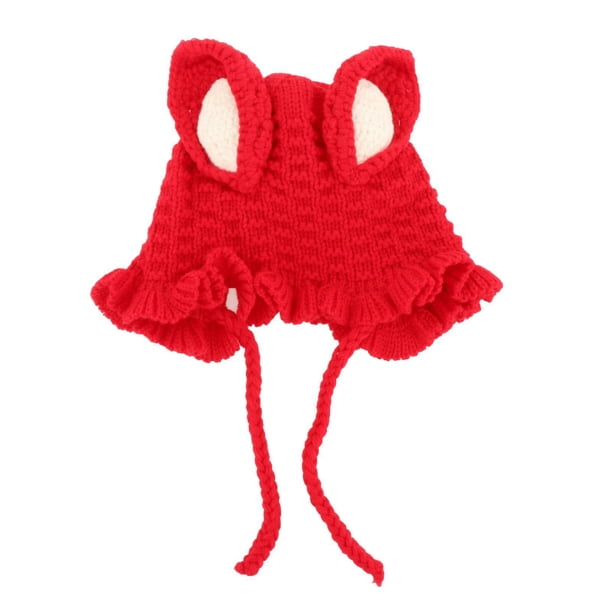Gorros cálidos con patrón de dos orejas para bebés de 1 a 4 años rojo
