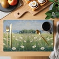 thumbnail image 2 of Oil Painting Grassland Placemats Set of 2, Country White Daisy Flower Non-Slip Place Mats Washable Table Mats for Kitchen Dining Table Decorations Indoor/Outdoor, 2 of 9
