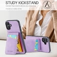 thumbnail image 6 of Case Compatible with iPhone 17 with PU Leather Back + TPU Frame, Card Slot with RFID Blocking Kickstand Classic Slim Fit Phone Cover Designed for iPhone 17 - Purple, 6 of 8