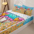 thumbnail image 3 of Castle Fairy Sport Baseball Bat Zipper Full Size Comforter Sets with Fitted Sheet and 2 Pillowcases, Ice Cream Drip Zipper Bedding Set, Light Blue Pink Yellow,4pcs, 3 of 6