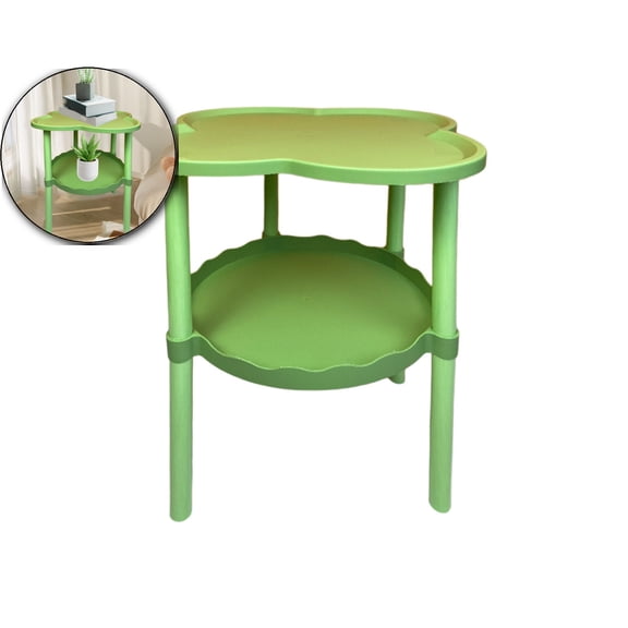 VQPeo Movable Sofa Side Table, Double Layer Cloud Shelf, Plastic Living Room Coffee Table for Small Apartment Living