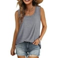 thumbnail image 3 of MOSHU Ribbed Trim Tank Tops for Women Flowy Round Neck Women Shirts Loose Fit Sleeveless Summer Tops, 3 of 12