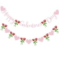 thumbnail image 1 of Banner Neyeidru Happy Galentines Day, rosa con purpurina en forma de corazón, 1 of 7