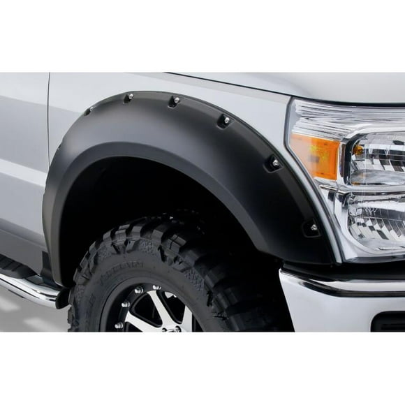 Bushwacker Fender Flare 20931-02 Pocket Style; 2 Inch Tire Coverage; Matte Black; Dura-Flex 2000 ABS Smooth Plastic; 7-1/4 Inch Flare Height; Set Of 4