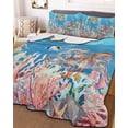 thumbnail image 3 of Quilts Twin Size Bedding Set, Blue Turtle Coastal Lightweight Quilted Comforter, Nautical Summer Beach Coral Octopus Jellyfish Soft Bedspread Coverlet with Pillow Covers for All Season, 68" x 86", 3 of 7