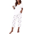 thumbnail image 4 of LIZUOJUN Lightweight Breathable V Neck Pajamas for Women Short Sleeve Capri Pants Cartoon Print Soft Sleepwear Loungewear 2 Piece Set Summer Casual Wear Daily Wear - 2XL, 4 of 7