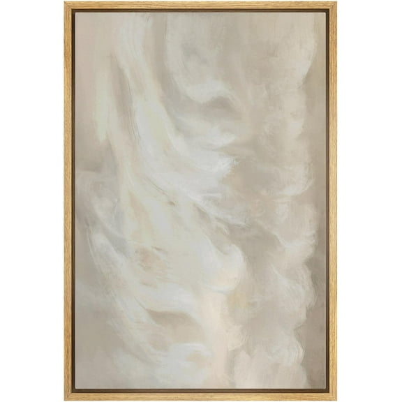 IDEA4WALL Framed Canvas Wall Art Abstract Print Cloudscape Soft Beige and White Tones Illustrations Modern Art Decorative Relax/Zen for Living Room, Bedroom, Office - 16"x24" Natural