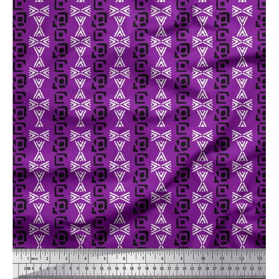 Soimoi Cotton Voile Fabric Geometric Block Print Fabric by The Yard 42 Inch Wide