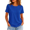 thumbnail image 3 of Hearthz Raglan Womens Short Sleeve Shirt Solid Color Basic Crewneck Shirts for Women Athletic Workout Plain Teacher Shirts for Women, 3 of 6