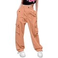 thumbnail image 2 of Endives Womens Cargo Pants Parachute Pants Baggy Wide Leg Pant Waterproof With Pockets Orange, 2 of 7