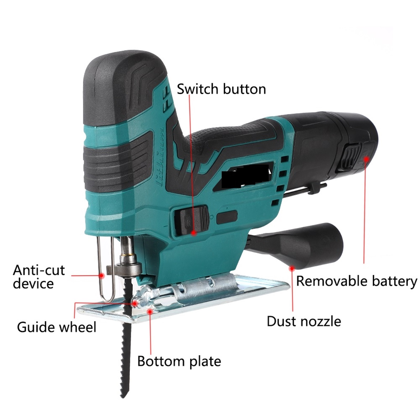 12V Cordless Jig Saw Portable Electric Jigsaw Rechargeable Mini Logging Saw Wood Cutting Portable Woodworking With Battery ,Efficient Cutting