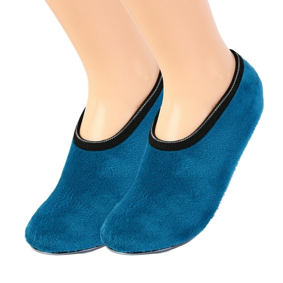 1 Pair Winter Floor Socks Non-slip Rough Sole Thicken Padded Washable Keep Warm Low Tube Contrast Color Women Socks Home Wear Socks