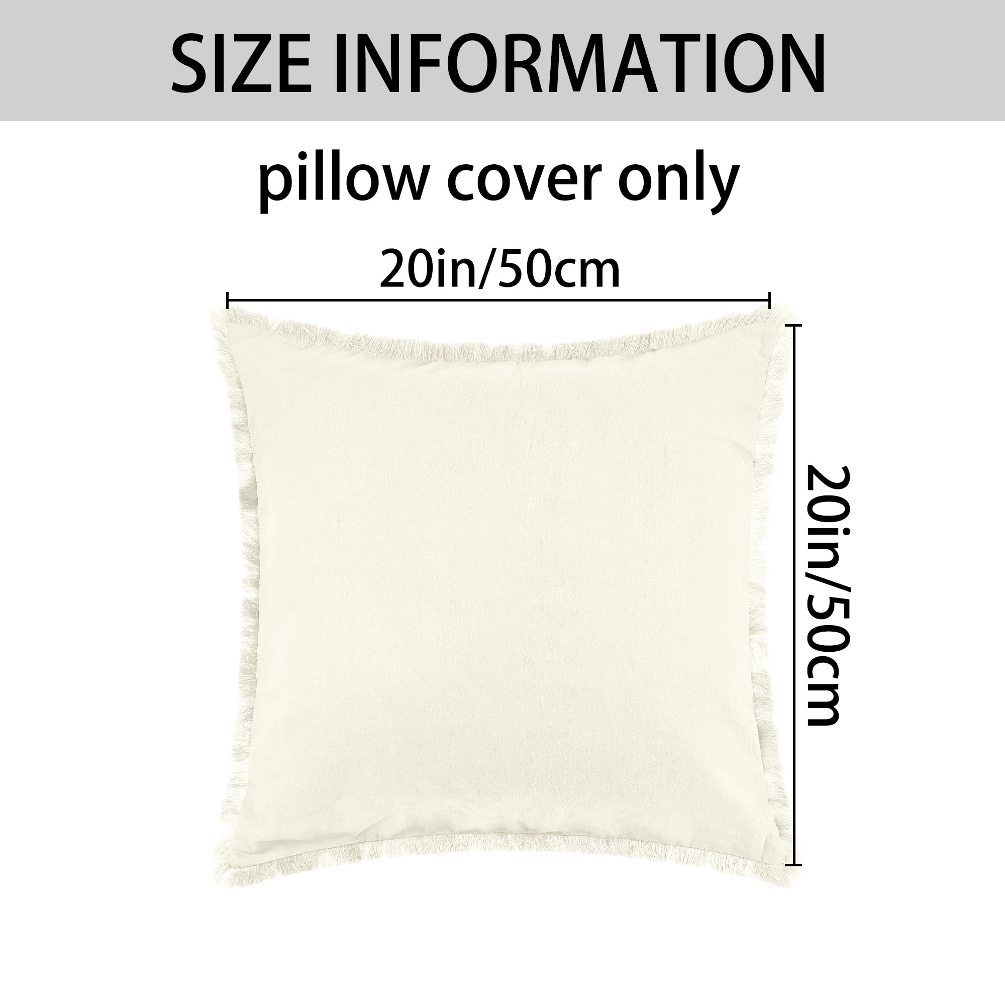 Unique Bargains 2 Pcs Cotton Decorative Throw Pillow Cover with Tassel Trim for Couch Bed White 18" x 18"
