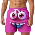 thumbnail image 3 of ibiyuan 3d Cartoon Smile Face Men Swim Trunks Drawstring Waist Mens Bathing Suit Stretch Elastic Waist Beach Swimsuit Swimwear Cargo Pocket Pool Shorts, 3 of 5