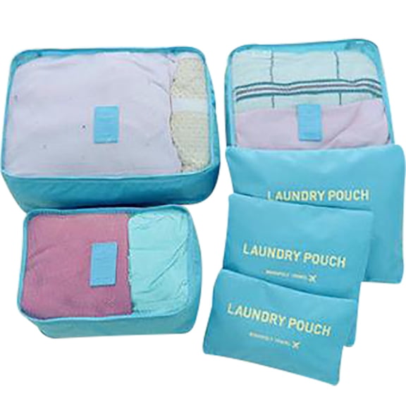 Waterproof Travel Packing Cubes Set With Laundry Pouch Multi-Size Design For Luggage Organization And Travel Essentials,Sky Blue