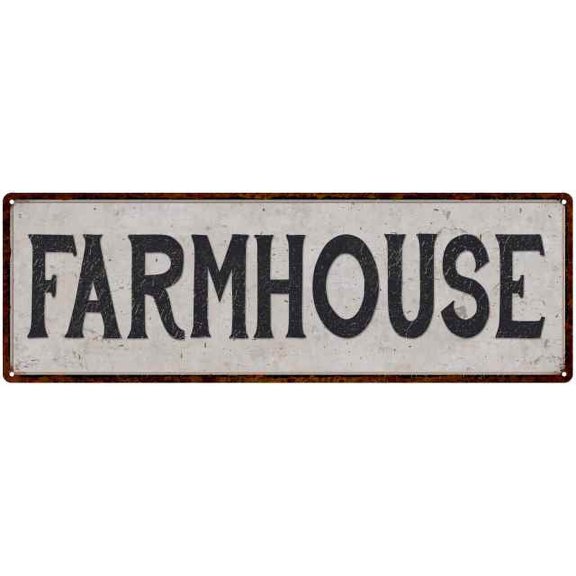 Farmhouse Vintage Look Reproduction Black on White 6x18 Metal Sign 106180023023