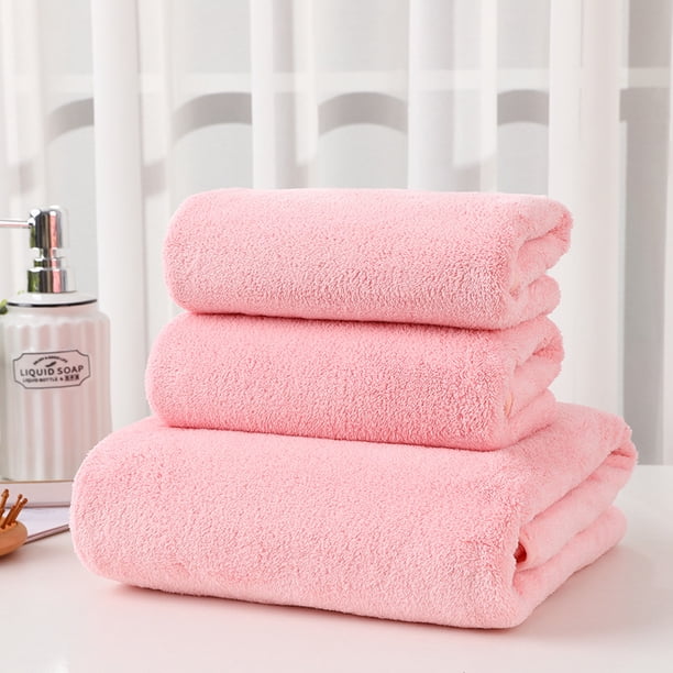 Toalla Medio Baño Hotel Algodón Ginesta Melocotton-70*140cm+35*75cm-3PCS-Rosa--
