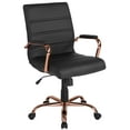 thumbnail image 3 of Emma + Oliver Mid-Back Black LeatherSoft Executive Swivel Office Chair - Rose Gold Frame/Arms, 3 of 13