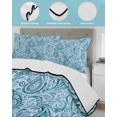 thumbnail image 4 of Light Blue Teal Full Size Down Alternative Comforter, Lightweight Comforter Quilt Bedding Set with Pillow Shams Retro Botanical Abstract Art All Seasons Bed Comforter Duvet Insert 78"x90", 4 of 7