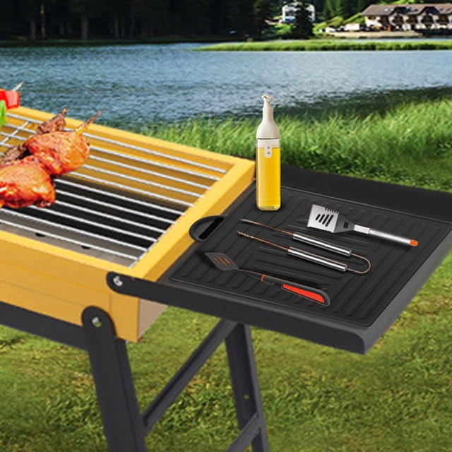 Ggdda Grill Pad Silicone Griddle Mat With Drip Pad Protective Kitchen Counter Silicone Mat For Cooking Griddle Spatula Bbq Mats Washable Grill Bbq Utensils Holder Utensils Mat For K (Clearance)