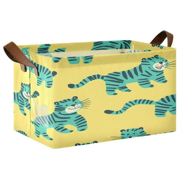 Ryvnso Cute Cartoon Tiger Storage Bins Large Basket Foldable Cube Toys Organizer with Handles 1 PC