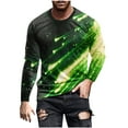 thumbnail image 2 of Goodtrade8 Mens Tops Long Sleeve Printed Athletic Long Sleeve Crew Neck Green Fall Shirts for Men, 2 of 5