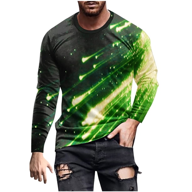 Blusas y camisas de manga larga y cuello redondo para hombre, camisetas casuales con estampado de moda y cuello redondo, blusas de licra de manga corta para hombre.