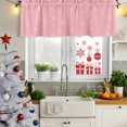 thumbnail image 5 of Christmas Pink Curtain Valances for Windows, Kitchen Valance Window Treatments Panel 2 Pack, Winter Snowflakes Xmas Retro Rod Pocket Short Curtains for Bathroom Bedroom 42 x 12 Inch, 5 of 8