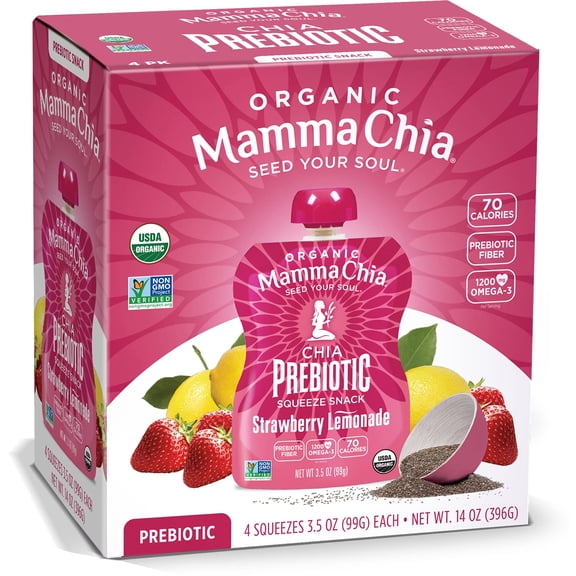 Mamma Chia Chia Squeeze Purple Tart Strawberry Lemonade 14 oz (Pack of 6)