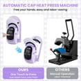 thumbnail image 3 of Adnoom Auto Hat Heat Press Machine, 3-in-1 Cap press, with 3pcs Interchangeable Platen, Heat Transfer Printing for Caps, Hats, Purple, 3 of 8