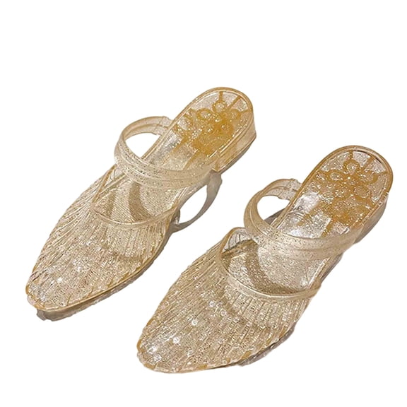 LRen Kids Jelly Shoes,Girls Sandals,Kids Jelly Shoes,Girls Sandals,Summer Ready Sandals With Pointed Toe Mid Heel Secure Toe Wrap Stylish Jelly for Summer Casual Wear