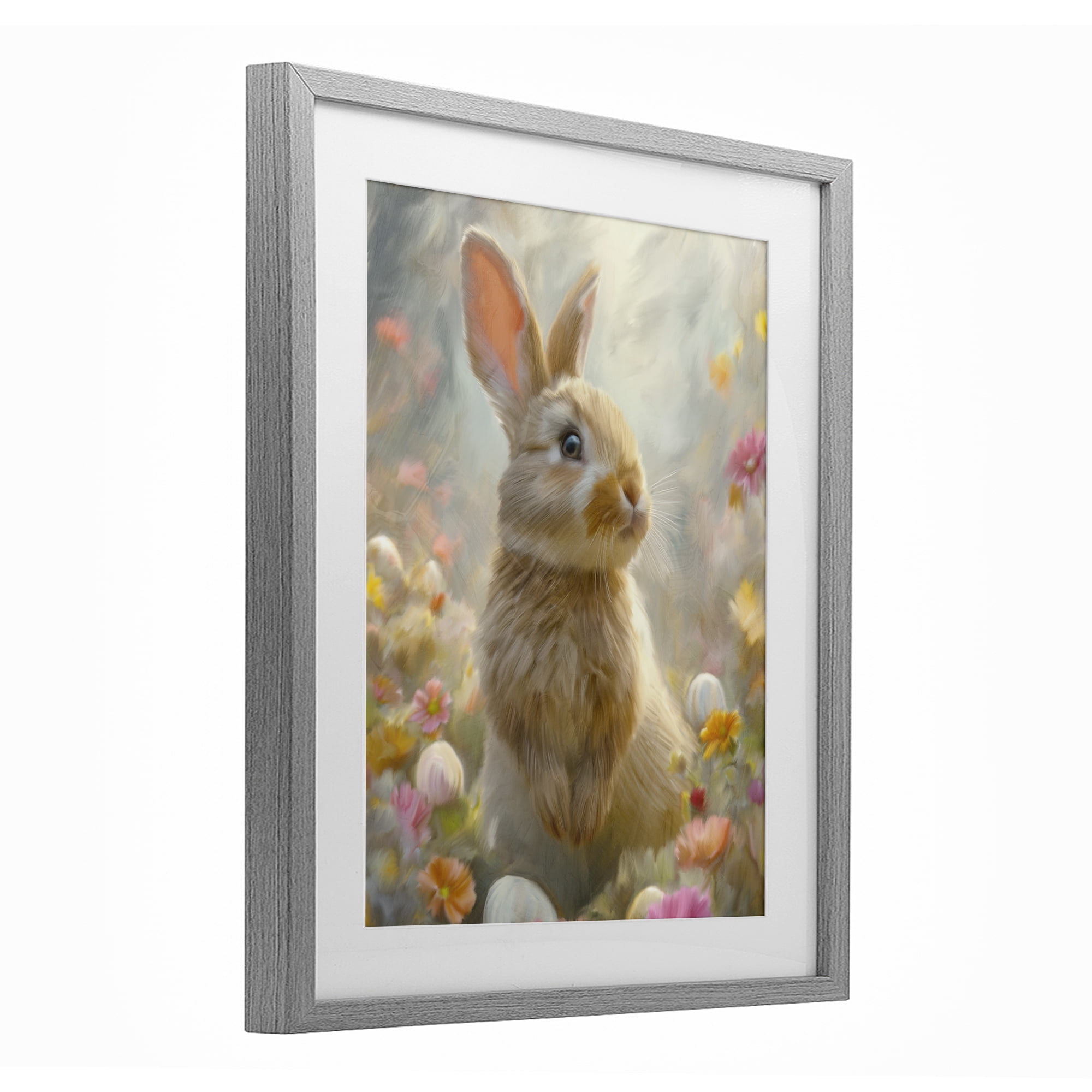 Stupell Industries Bunny Dreams Meadow Gray Framed Print Under Glass, design by Kim Allen