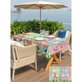 thumbnail image 4 of Outdoor Tablecloth with Umbrella Hole and Zipper, Easter Bunny Gnomes Rectangle Table Cloth 60x102 Inch Waterproof Tablecloth, Spring Easter Eggs Floral Colorful Wood Picnic Table Cover for Patio, 4 of 7