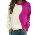 thumbnail image 4 of jobturf Sweatshirt for Women Patchwork Color Block Crew Neck Long Sleeve Shirts Casual Loose Comfy Pullover Holiday Athletic Workout Tops, 4 of 5