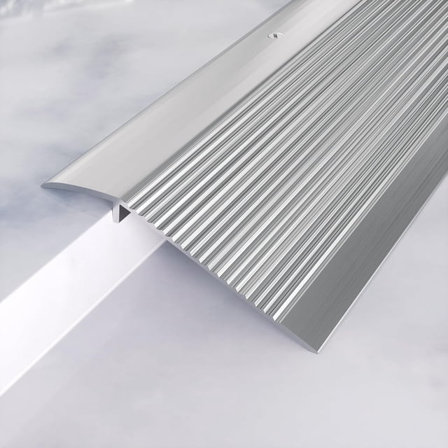Aluminum Floor Transition Threshold Strip – Doorway Edge Trim For Height Differences Up To 1.6 Inches, Grey