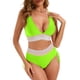 thumbnail image 1 of Traje de baño de 2 piezas para mujer, trajes de baño para mujer, bikini de cintura alta de dos colores con cordón ajustable y abdomen fruncido, blusa para mujer, 1 of 9