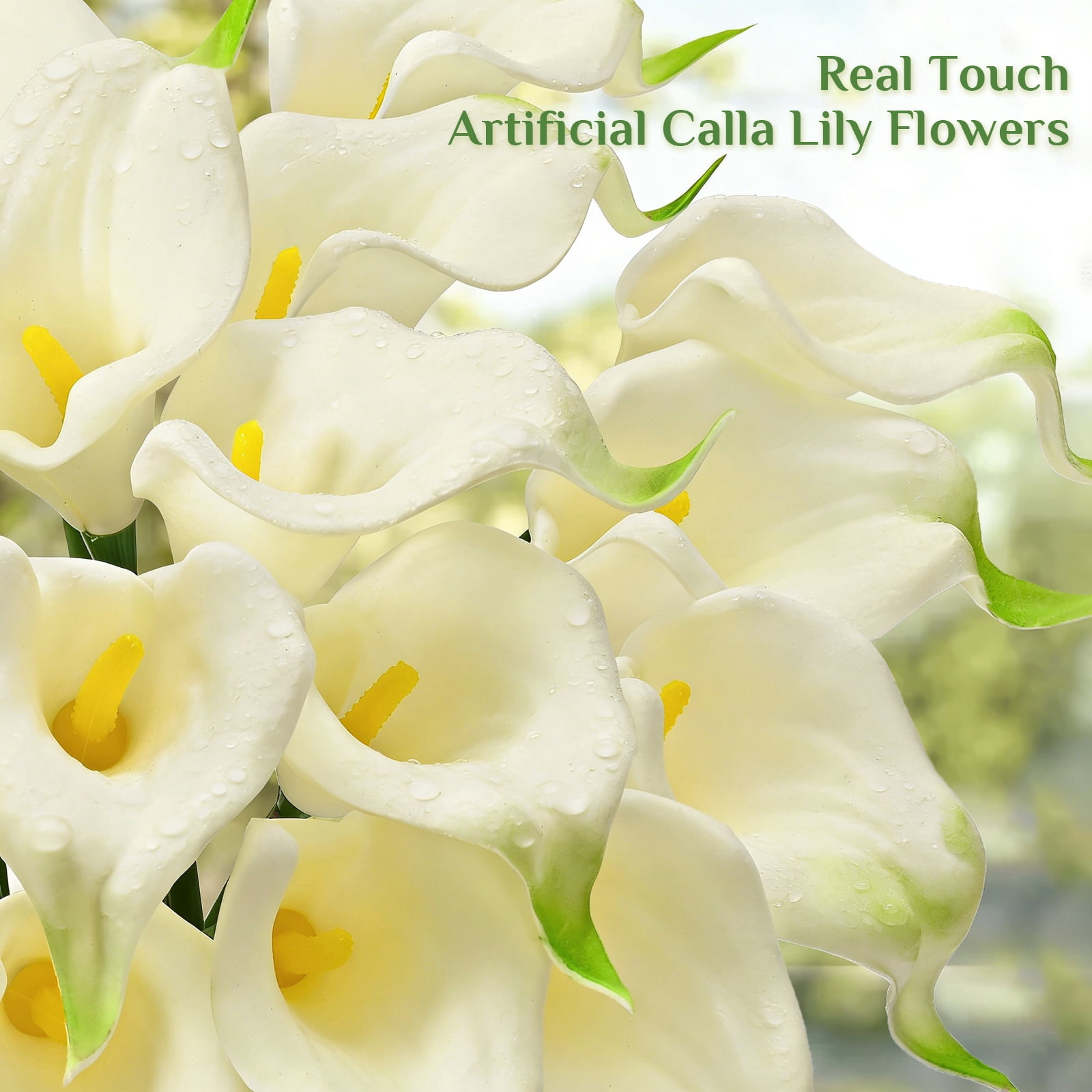 Lyacmy Cream White Calla Lily 36Pcs Artificial Flowers, 14 inch PU Real Touch Silk Flower Bouquet for Wedding Table Centerpiece Home Decoration