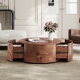thumbnail image 3 of LiviNest Rotating Coffee Table for Small Living Room: 360° Swivel Top with 2 Drawers - 28.4" Round Burl Wood Modern Centerpiece - 1-Seat Access & Hidden Storage for Apartments, 3 of 6