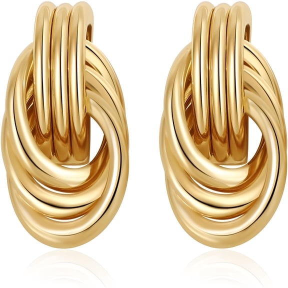 DESIGNICE 2026 New Gold Knot Earrings for Women Chunky Statement Drop Dangle Earrings Lightweight Hypoallergenic Fashion Gold Jewelry