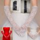 thumbnail image 1 of Guantes de novia de encaje con protección solar, color blanco, rojo y negro, para boda, etiqueta, rendimiento, 1 of 5