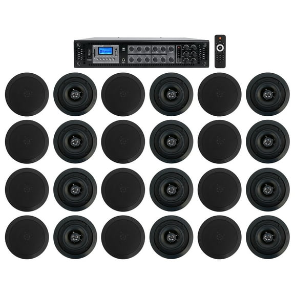 Home Audio System (24) 5.25" Black Bedroom/Living Room/Bathroom Ceiling Speakers
