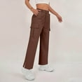 thumbnail image 6 of Gufahion Women's Full Length Pants Sizes S-XXL Fashion Women Ladies Solid-color Stretch Belt Long String Button Pockets Trousers, Home Gifts, Brown, 6 of 10