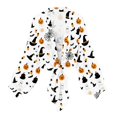 thumbnail image 5 of Gamivast Tie Front Cardigan for Women Long Lantern Sleeve Cropped Bolero Shrugs Print Lightweight Dress Cover Up Tops for Fall Halloween Party Casual Outerwear, 5 of 6