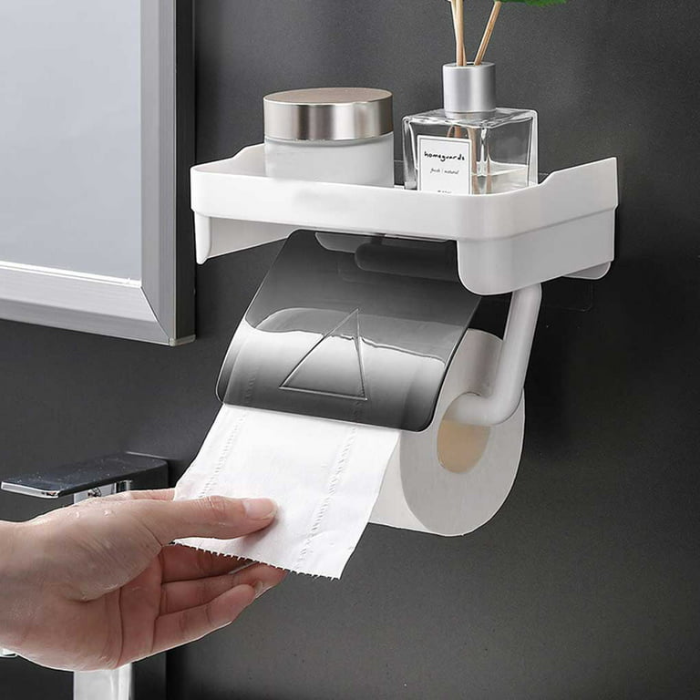 1pc Bathroom Wall Mounted Storage Shelf For Toilet Paper & Tissue Box, With  Storage Space