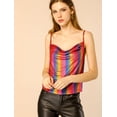 thumbnail image 2 of Allegra K Top De Camisola Cuello Redondo Escote Metálico Brillante Correa De Espagueti Blusa Sin Mangas Para Mujer Multicolor Rojo L, 2 of 6