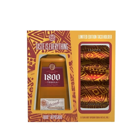 1800 Tequila Reposado with Taco Holder, 750 ml Glass Bottle, 40% ABV