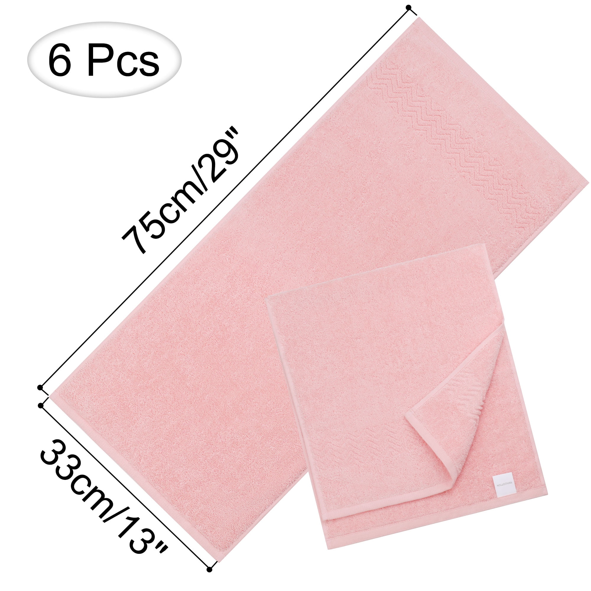PiccoCasa 6 Pack Soft Hand Towels Cotton 13 x 29" for Bathroom Pink